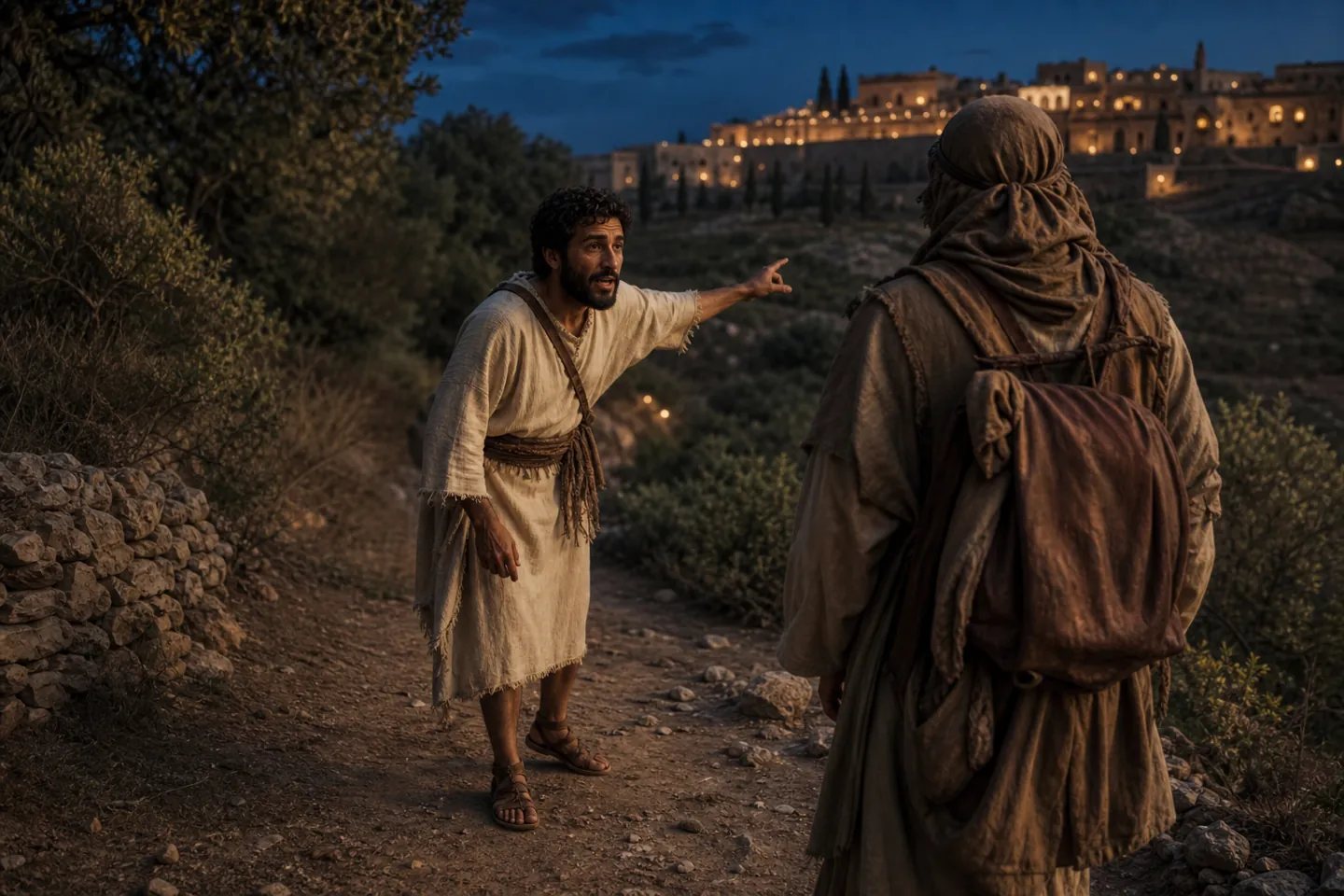 Parable of the Great Banquet: the servant compelling travelers on the highways and hedges to come in