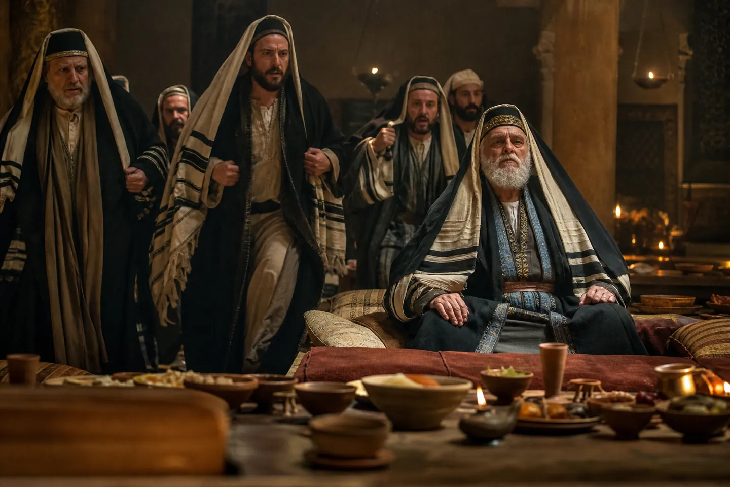 Parable of the Great Banquet context: guests rushing to take the seats of honor at the feast