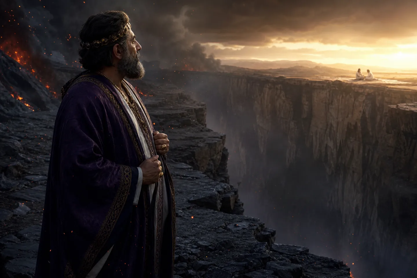 Rich man and Lazarus: the rich man in torment gazing across the great gulf fixed